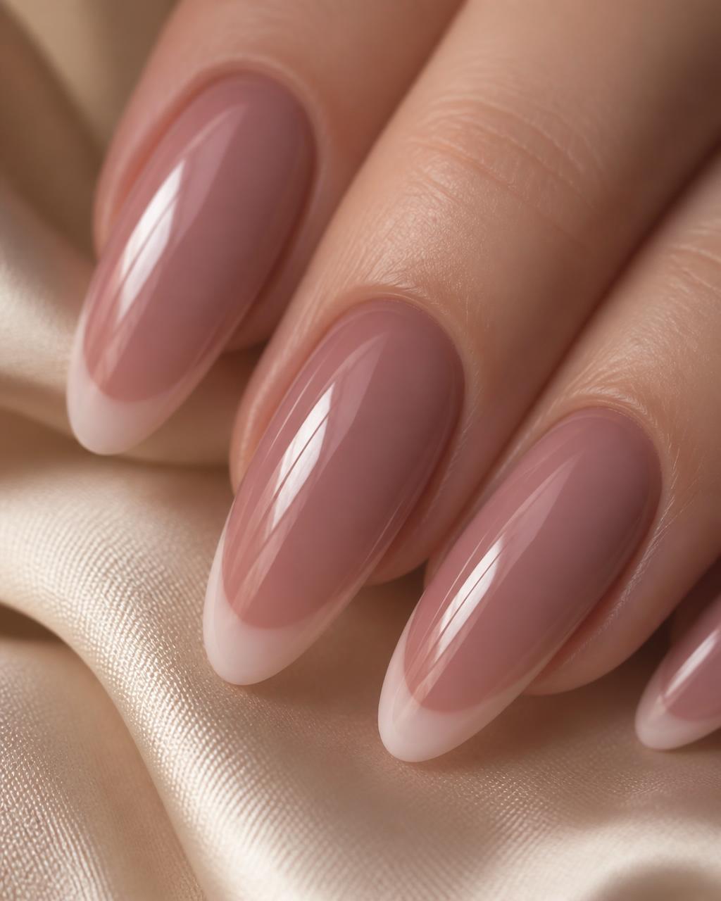 Extra long nude set with fine line nail art